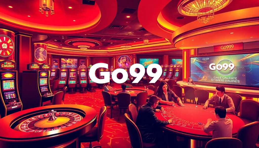 Experience the excitement of Go99 with players enjoying cards and chips at a lively casino table.